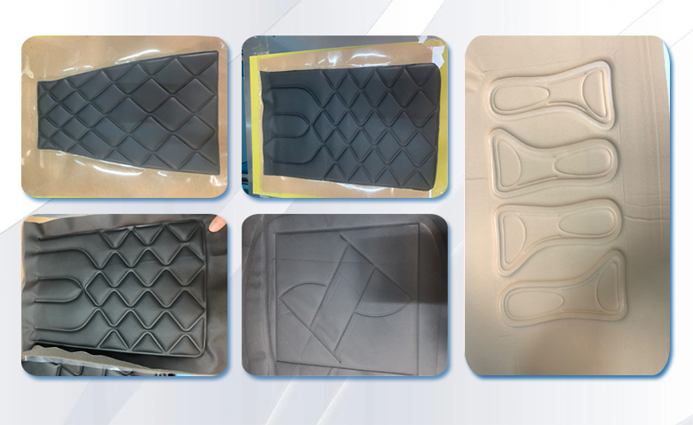 高周波同步熔斷機(jī)壓出的摩托車坐墊圖: